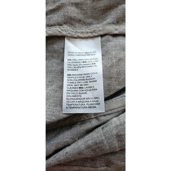 Chicos Linen-Blend Stretch Moto Jacket Women Size 3 16/18 Gray Brown Lightweight - Picture 7 of 8